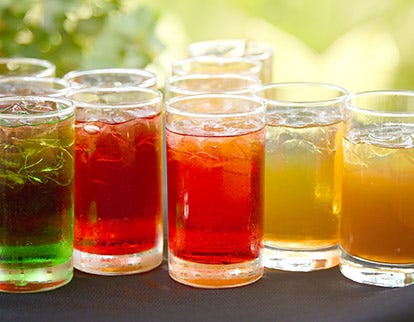 Close-up of assorted drinks, showcasing beverage innovation opportunities